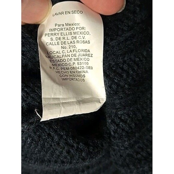 Perry Ellis Wool Cardigan Sweater Chunky Cable Knit, Sz XL, Dark Blue, Dry Clean - Picture 10 of 10
